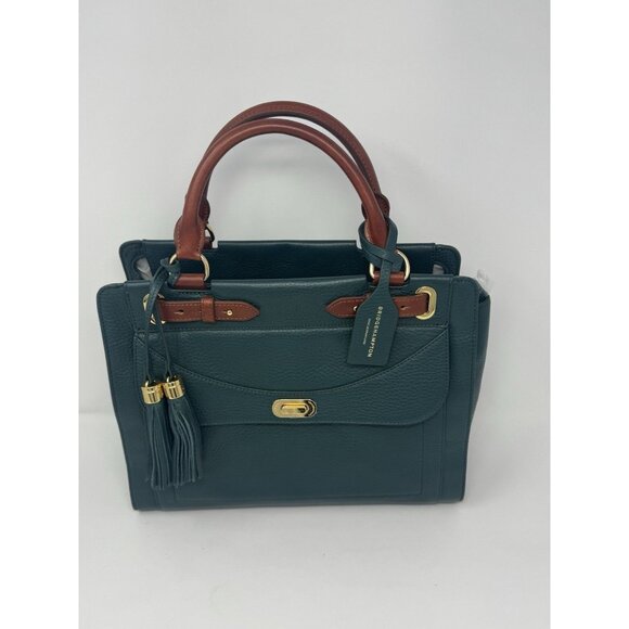 Isaac Mizrahi Emerald Green 100% Leather Handbag & Crossbody Bag - Picture 3 of 16